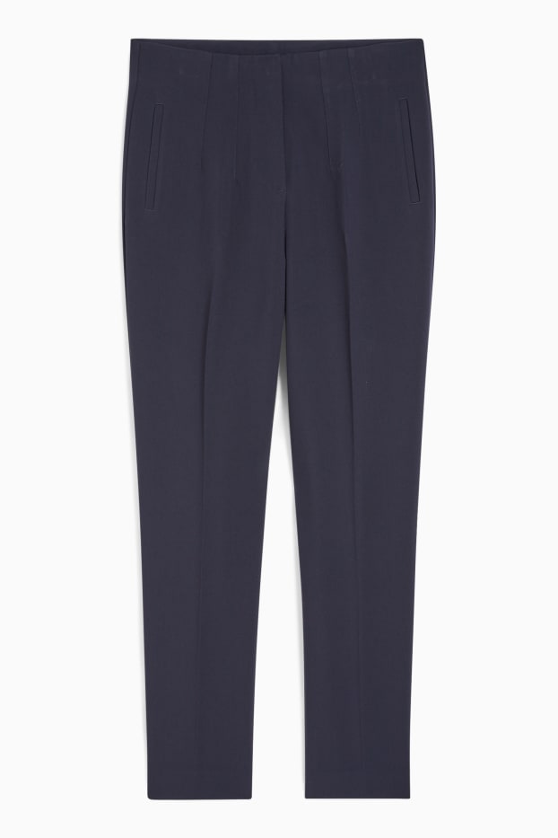 Women - Cloth trousers - high waist - tapered fit - dark blue