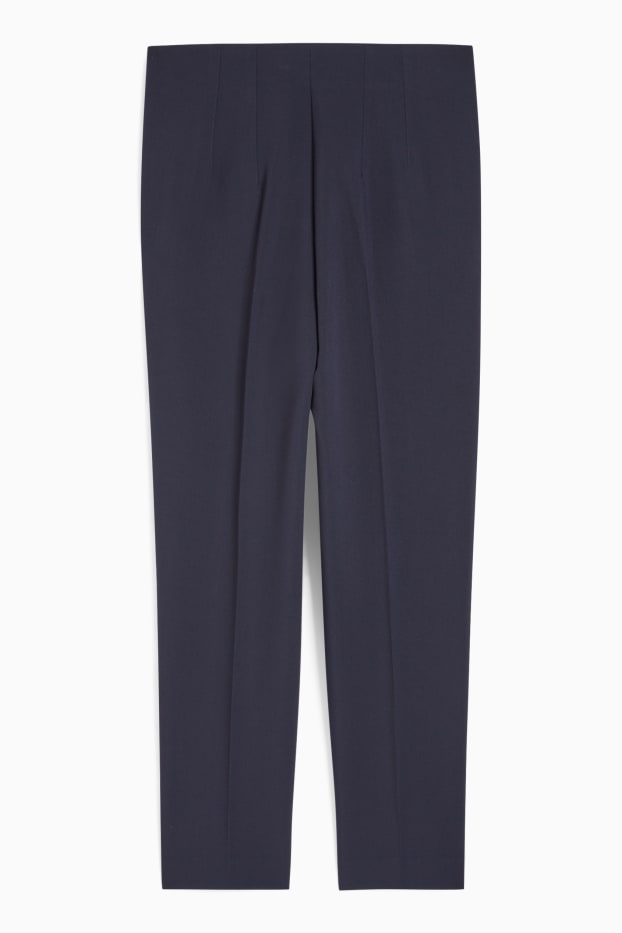 Women - Cloth trousers - high waist - tapered fit - dark blue