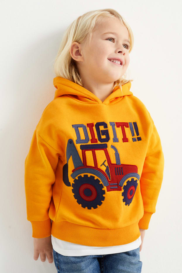Enfants garçons - Lot de 2 - pelleteuse - sweat à capuche et sweat - orange