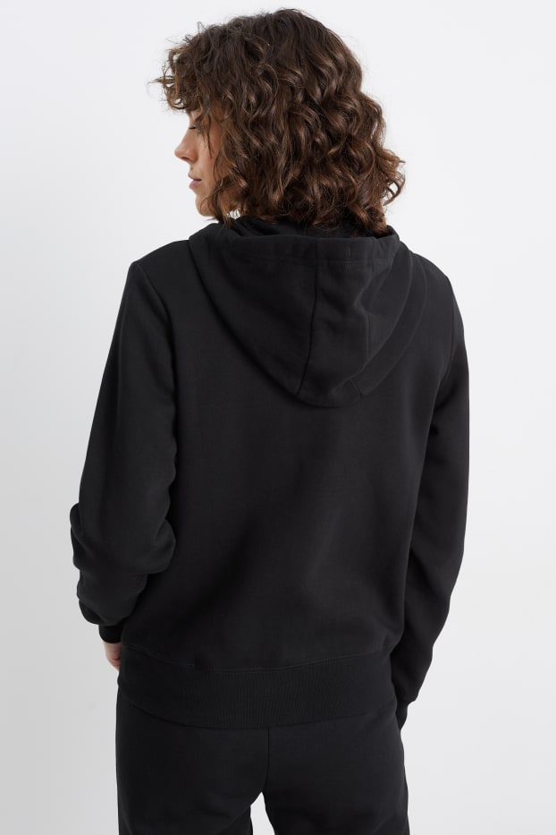 Femei - Hanorac cu fermoar și glugă basic - negru