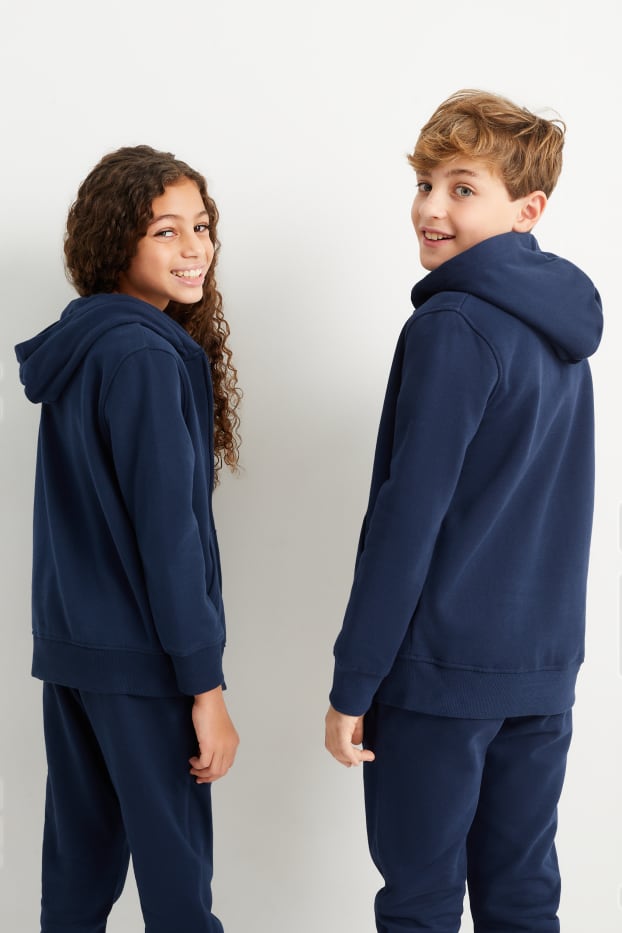 Enfants garçons - Sweat zippé à capuche - genderneutral - bleu foncé