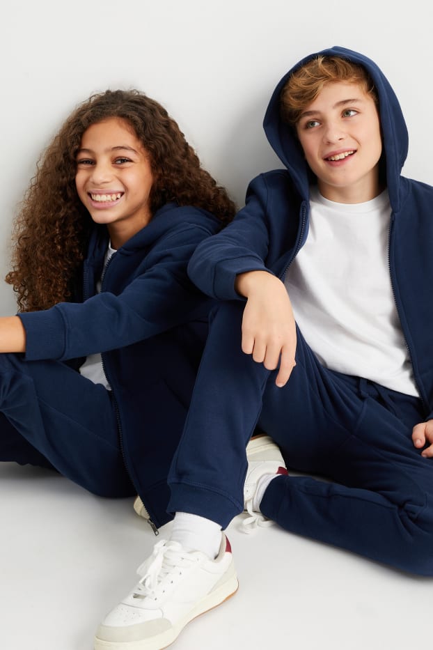 Enfants garçons - Sweat zippé à capuche - genderneutral - bleu foncé