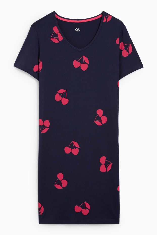 Damen - Nachthemd - gemustert - dunkelblau