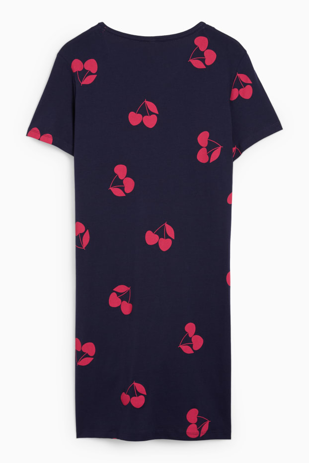 Damen - Nachthemd - gemustert - dunkelblau