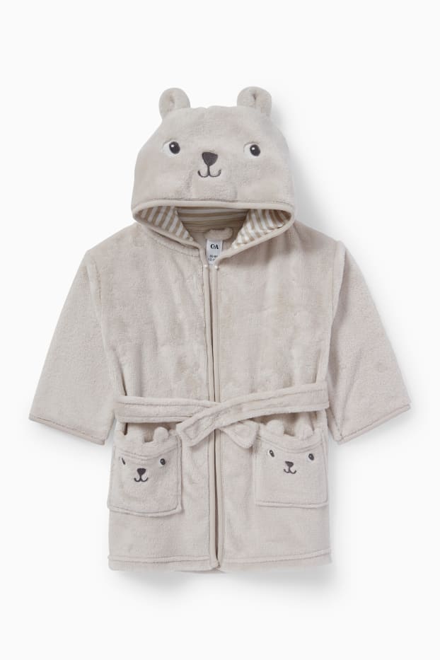 Unisexe - Oursons - peignoir à capuche pour bébé - beige clair