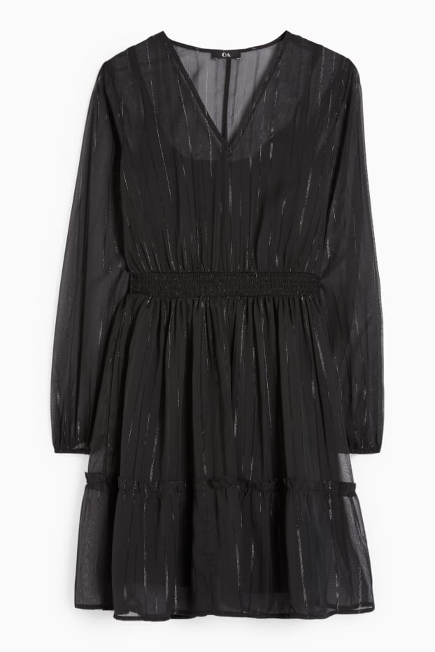 Femmes - Robe fit & flare avec encolure en V - noir