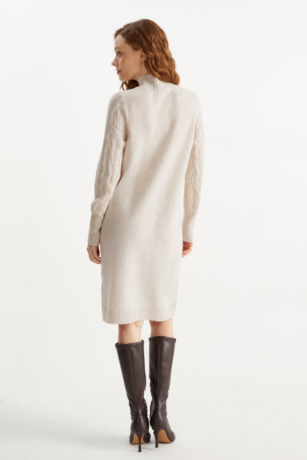 Femmes - Robe en cachemire - beige chiné