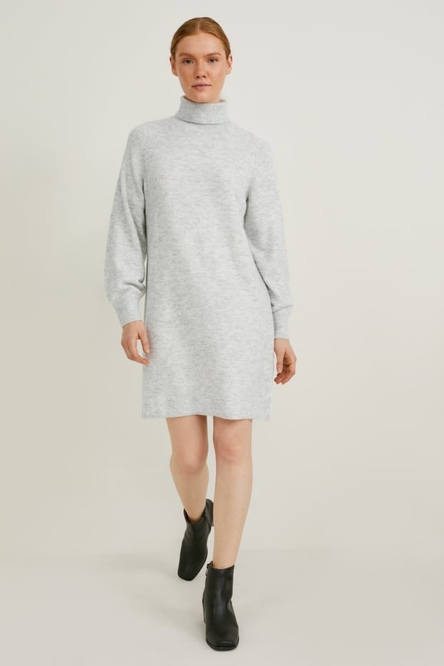 Femmes - Robe en maille - gris clair chiné