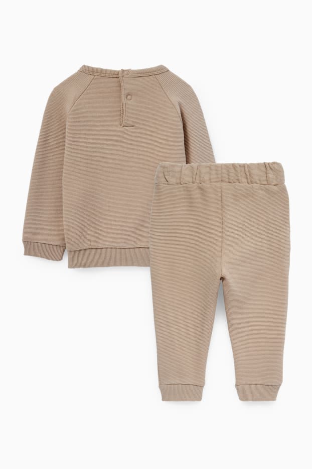 Baby: jongens - Babyoutfit - 2-delig - taupe