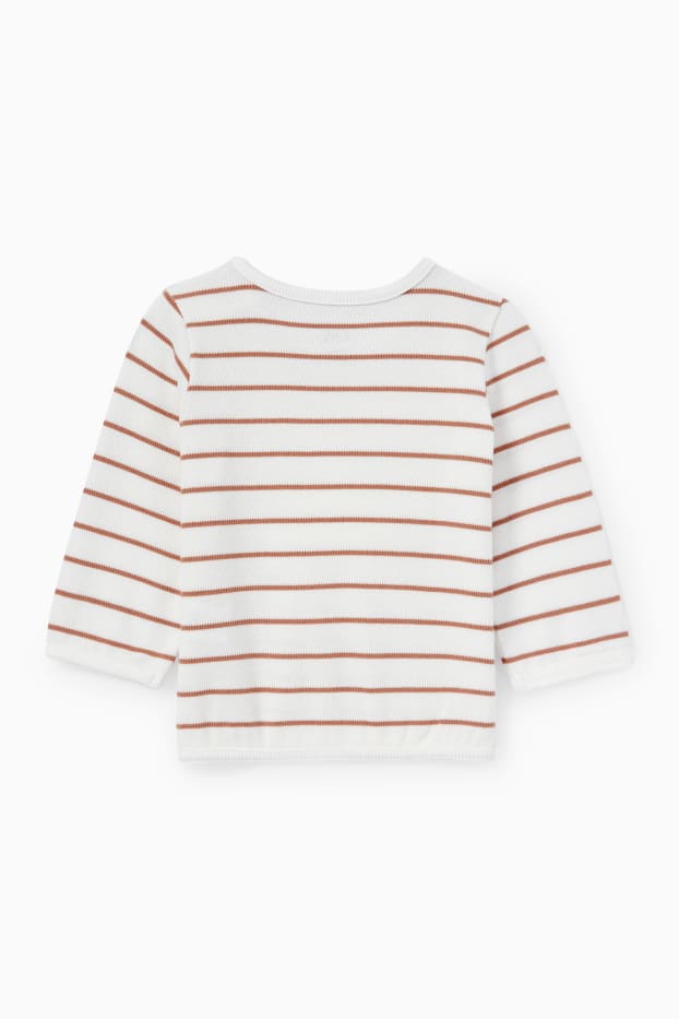Baby: jongens - Eendjes - babysweatshirt - gestreept - crème wit