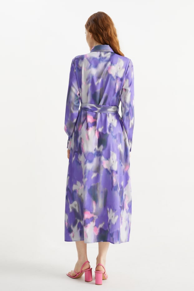 Femmes - Robe-chemisier - à motif - violet