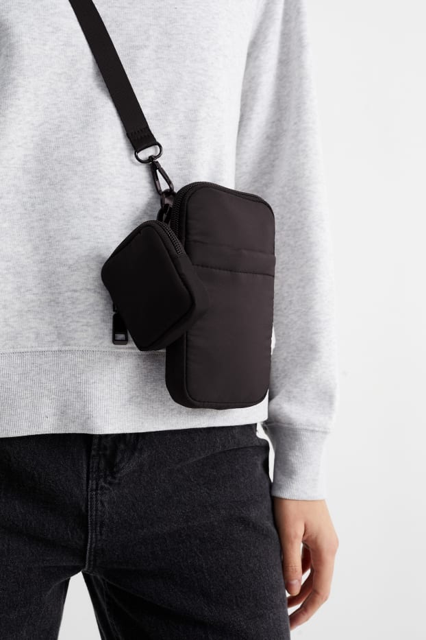 Damen - Set - Handytasche und Portemonnaie - 2 teilig - schwarz