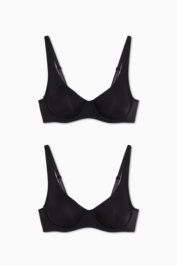 Dames - Set van 2 - BH met beugels - LYCRA® - zwart