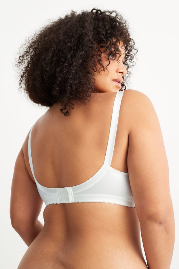 Femei - Sutien minimizer - aspect lucios - alb-crem