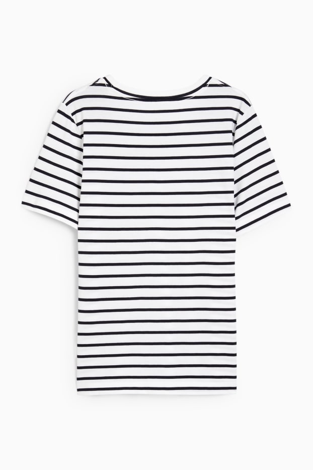 Damen - Basic-T-Shirt - gestreift - weiß