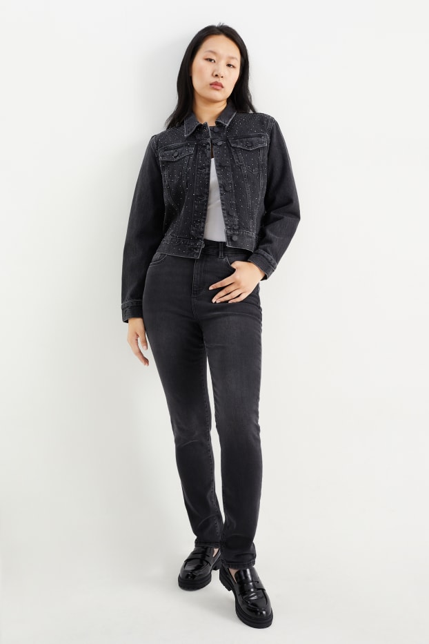Damen - Slim Jeans - High Waist - LYCRA® - dunkeljeansgrau