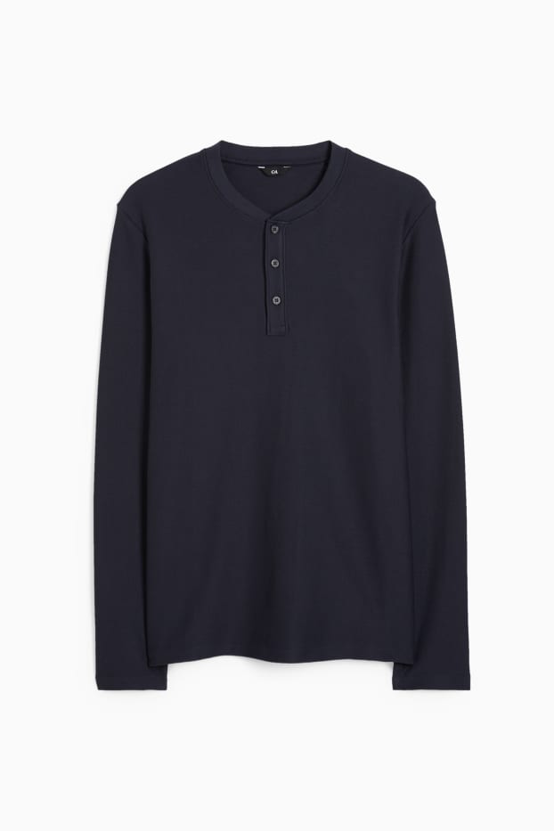 Hombre - Camiseta de manga larga - azul oscuro