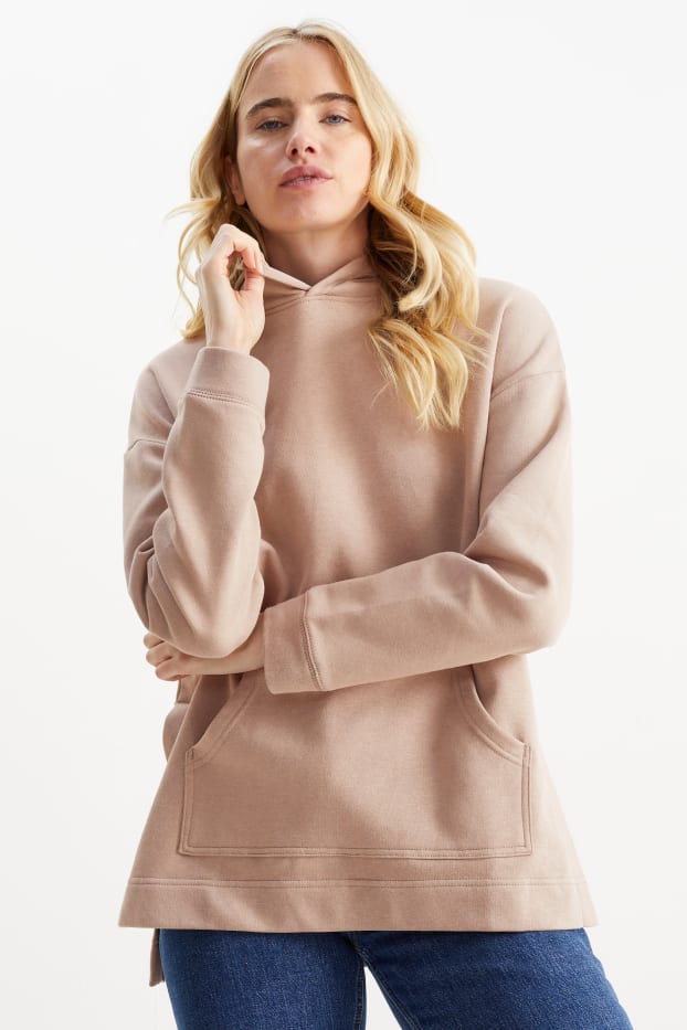 Dames - Basic hoodie - beige