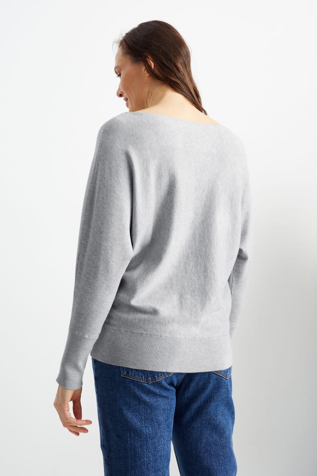 Femmes - Pullover en délicate maille - gris clair chiné