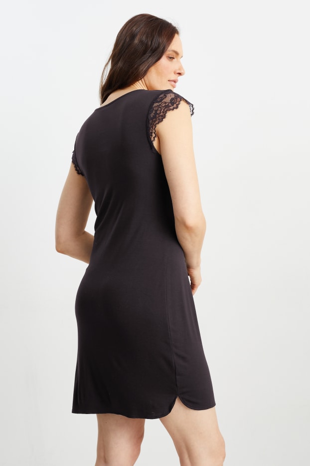 Donna - Camicia da notte in viscosa - nero