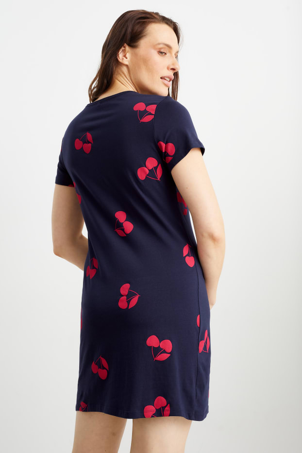 Damen - Nachthemd - gemustert - dunkelblau