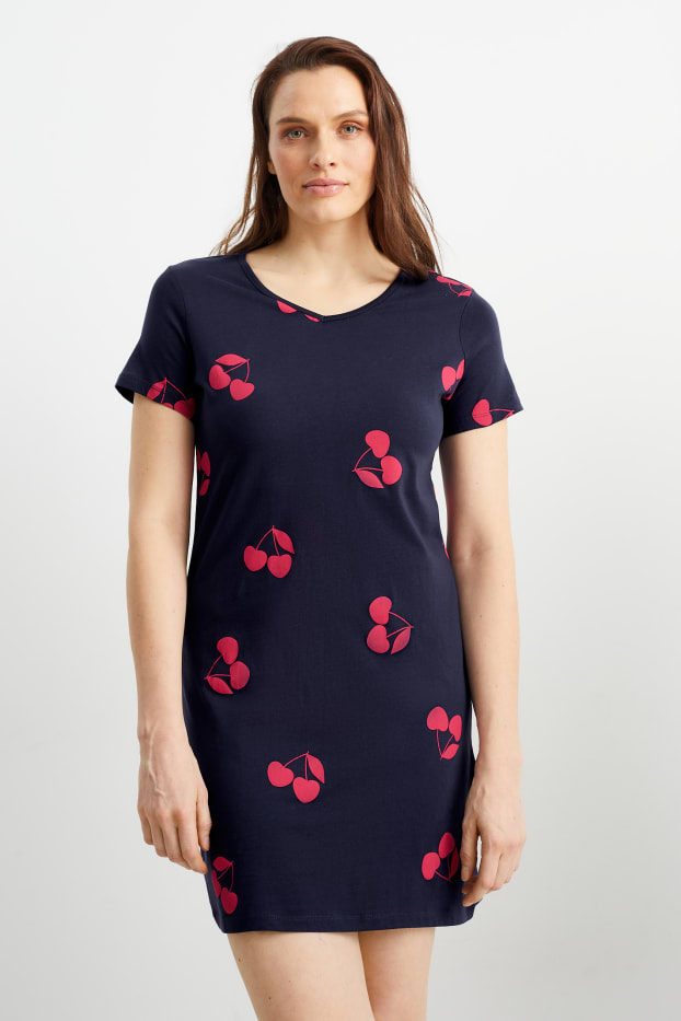 Damen - Nachthemd - gemustert - dunkelblau