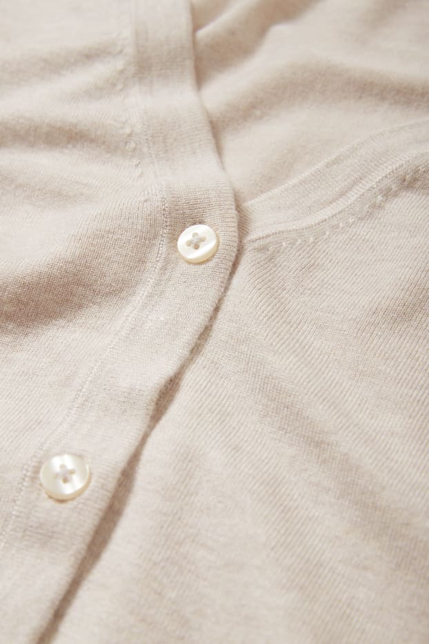 Damen - Basic-Strickjacke - hellbeige