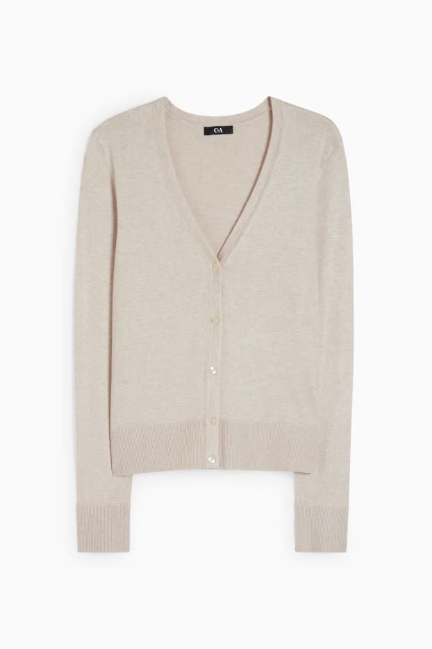Damen - Basic-Strickjacke - hellbeige