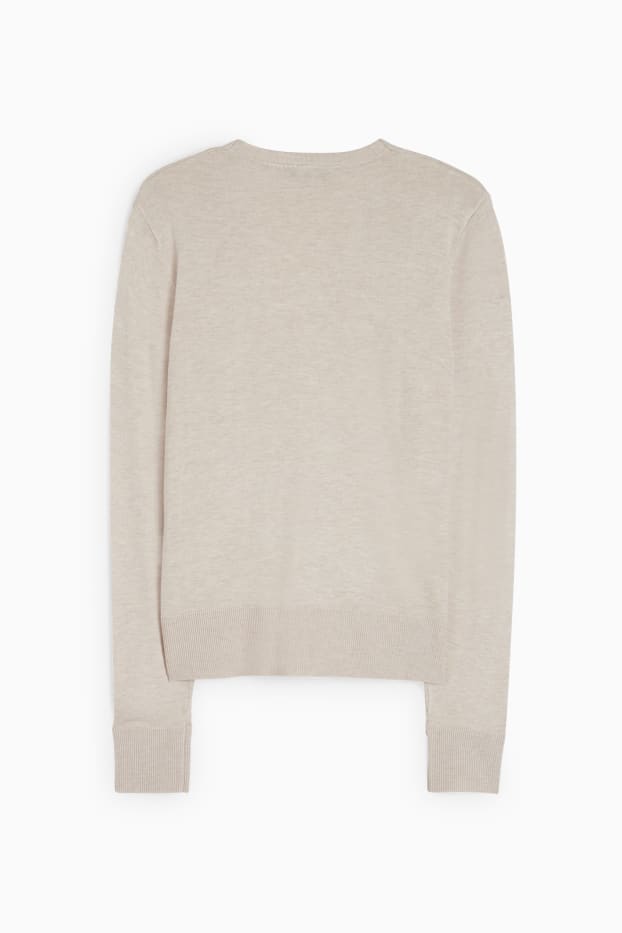 Damen - Basic-Strickjacke - hellbeige