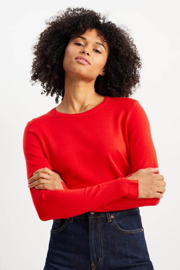 Damen - Pullover - rot