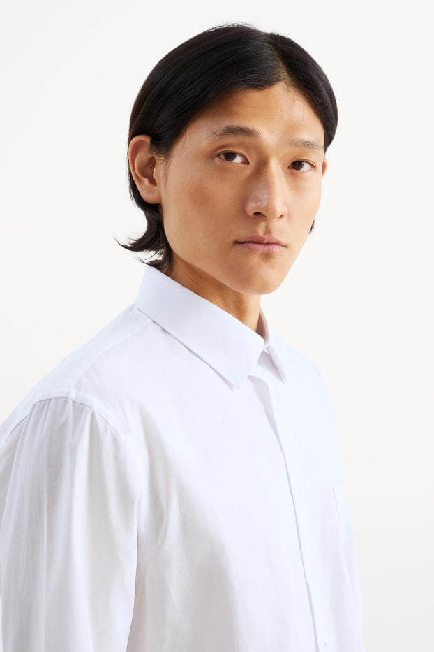 Men - Business shirt - regular fit - extra-short sleeves - easy-iron - white