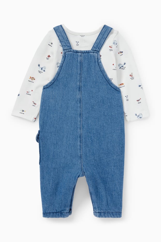 Baby Jungen - Meerestiere - Baby-Outfit - 2 teilig - helljeansblau