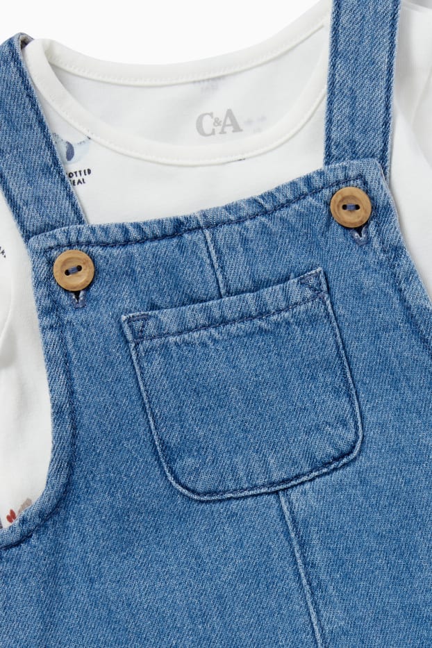 Baby Jungen - Meerestiere - Baby-Outfit - 2 teilig - helljeansblau