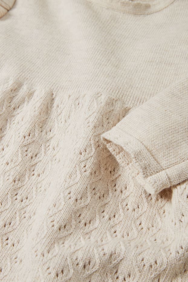 Bebeluși - fete - Rochie din tricot pentru bebeluși - bej deschis