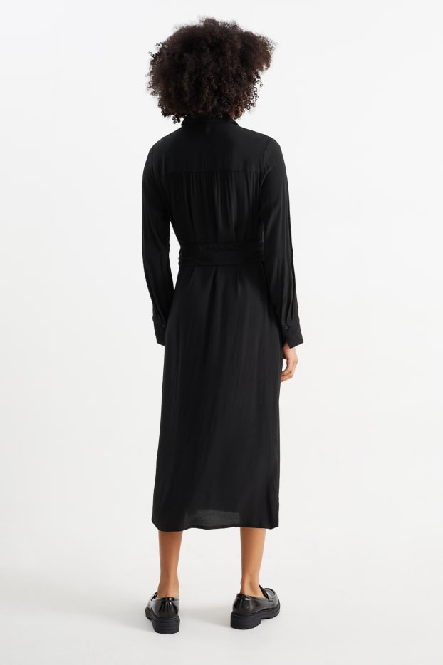 Damen - Blusenkleid - schwarz