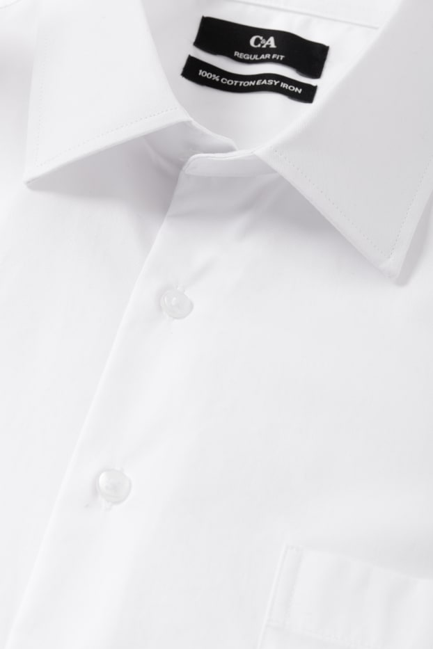 Men - Business shirt - regular fit - extra-short sleeves - easy-iron - white