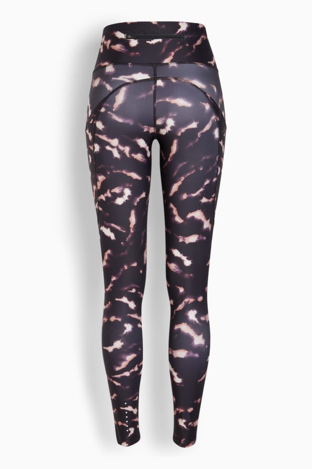 Dames - Sportlegging - 4 Way Stretch - met patroon - zwart
