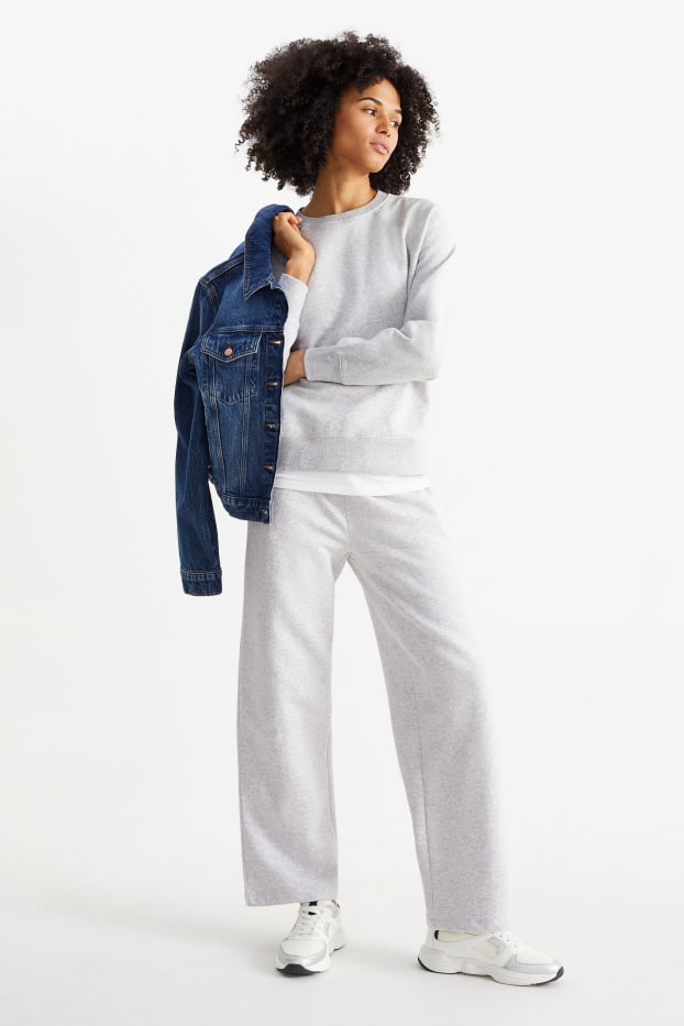 Donna - Pantaloni sportivi basic - grigio chiaro melange