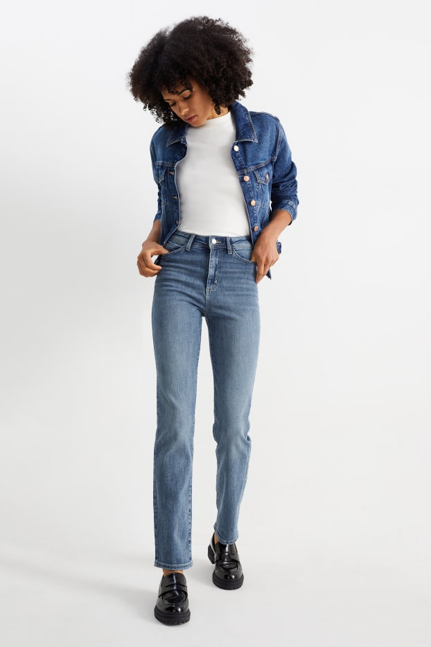 Femei - Straight jeans - talie înaltă - denim-albastru deschis