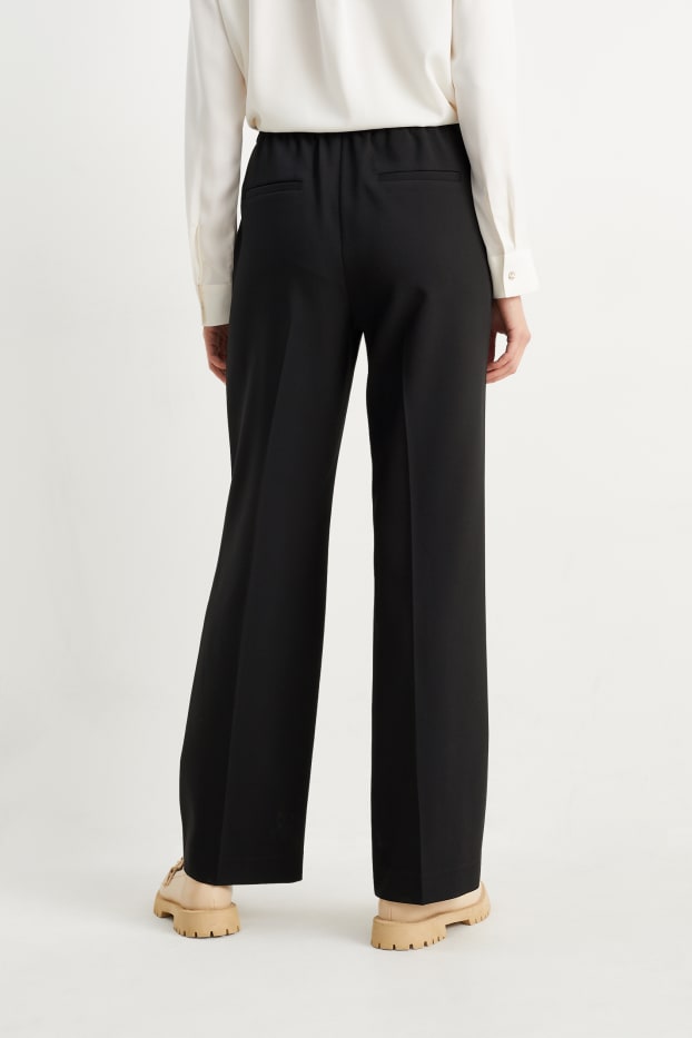 Femei - Pantaloni de stofă - talie înaltă - straight fit - negru