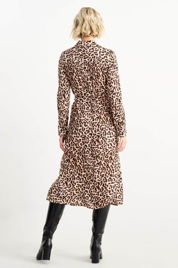 Damen - Column Kleid - gemustert - hellbraun