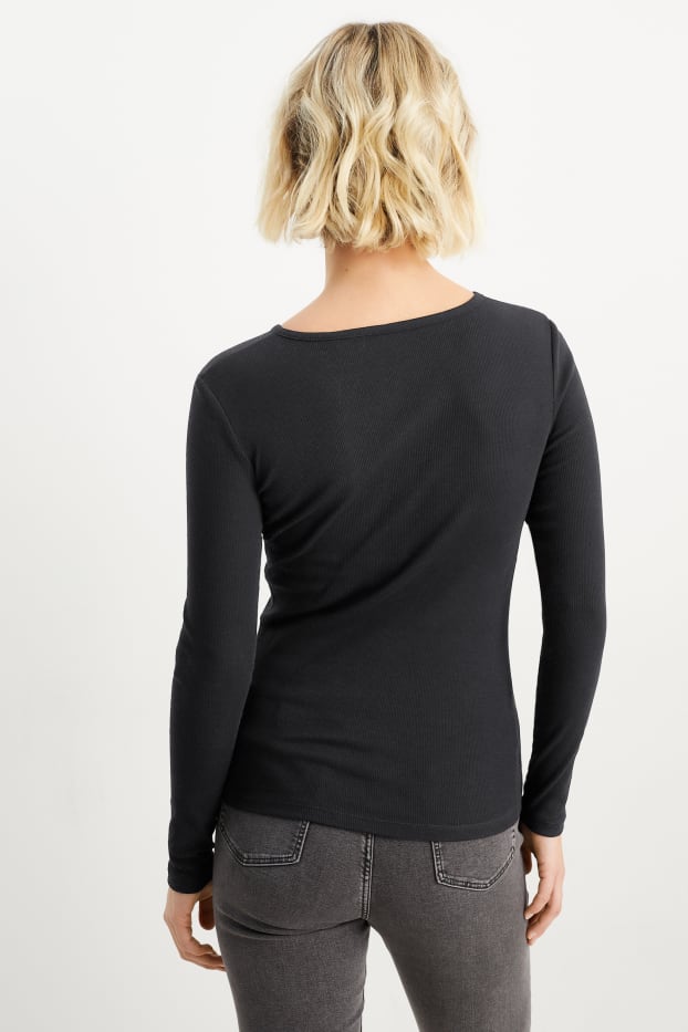 Damen - Basic-Langarmshirt - schwarz
