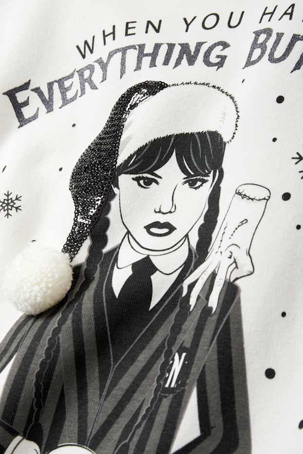 Enfants filles - Mercredi - sweat de Noël - blanc crème