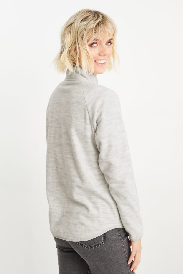 Damen - Basic-Fleece-Sweatjacke - hellgrau-melange