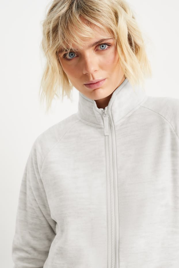 Damen - Basic-Fleece-Sweatjacke - hellgrau-melange