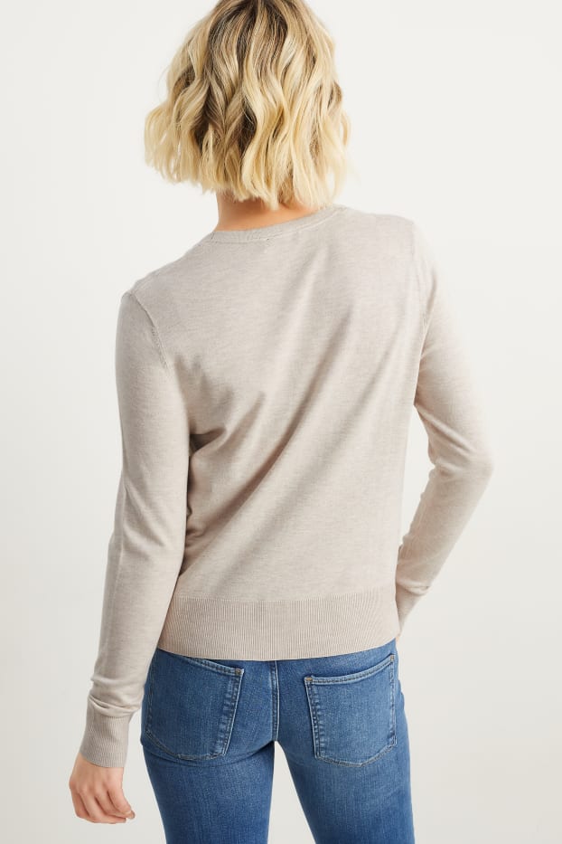Damen - Basic-Strickjacke - hellbeige