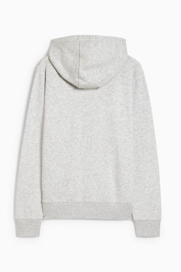 Femmes - Sweat zippé basique à capuche - gris clair chiné