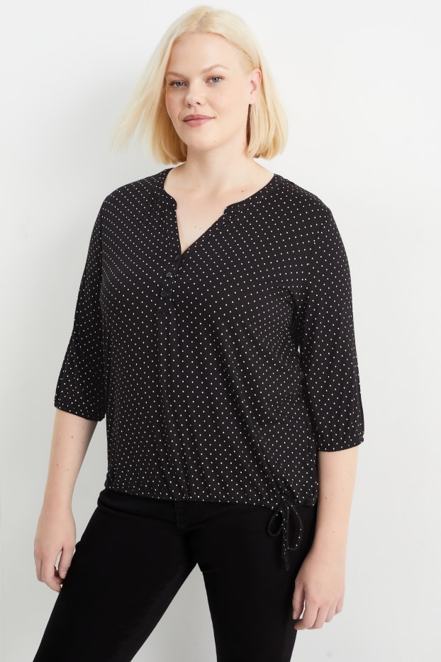 Dames - Longsleeve - met stippen - zwart
