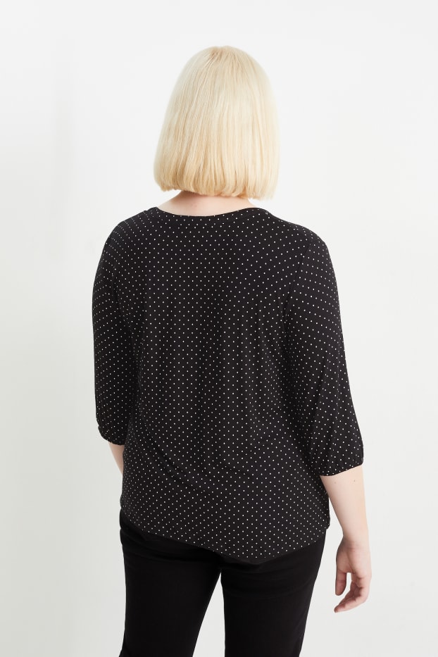 Dames - Longsleeve - met stippen - zwart