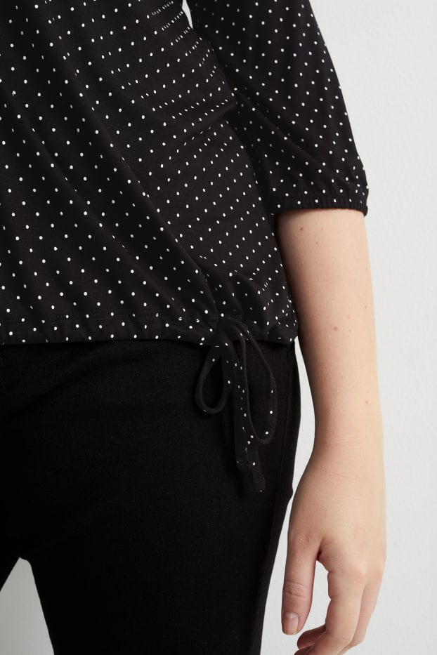 Dames - Longsleeve - met stippen - zwart